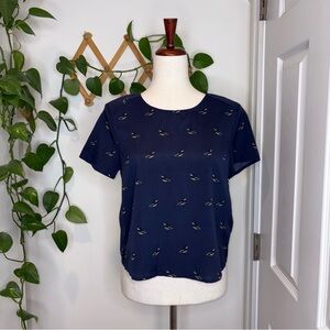 BANANA REPUBLIC FACTORY Blue Bird Print Blouse